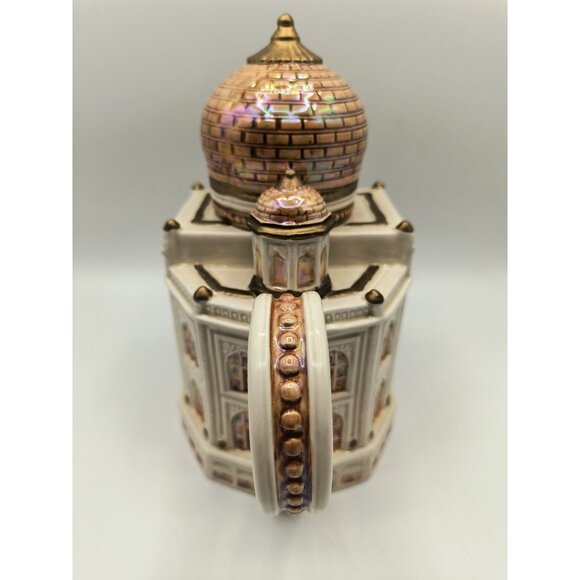 Vintage Fitz and Floyd Taj Mahal Ceramic Teapot With Golden Lid and Handles - Picture 5 of 7